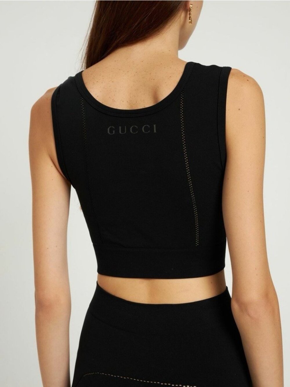 NWT GUCCI - Jersey Top Black Logo Sz M 100% Authentic - Picture 3 of 7